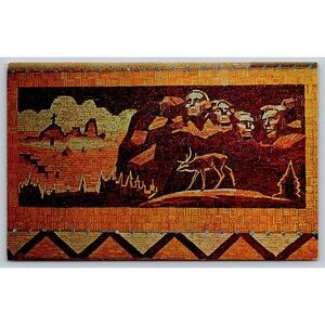 Postcard Oscar Howe Sioux Indian Artist Mount Rushmore Corn Palace Spearfish VTG
